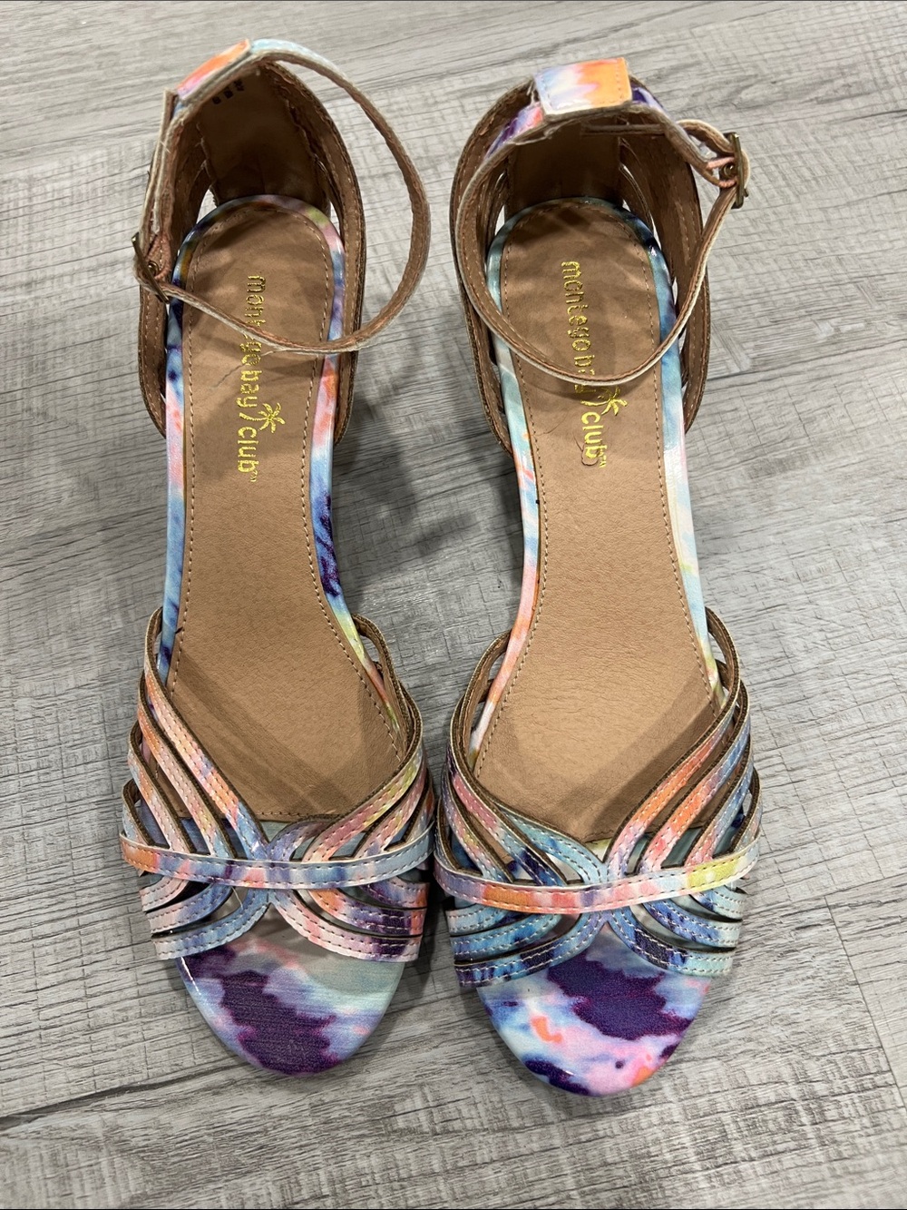Montego Bay Club Multicolor Pastel Tie-Dye Ankle-Strap Sandals